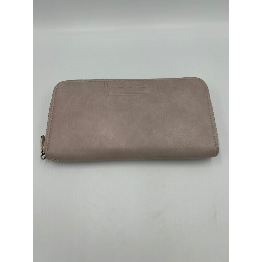 FUNTOR Amor Pour Toujours Dusty Rose Zip‎ Around Long Wallet Vegan Leather Gold